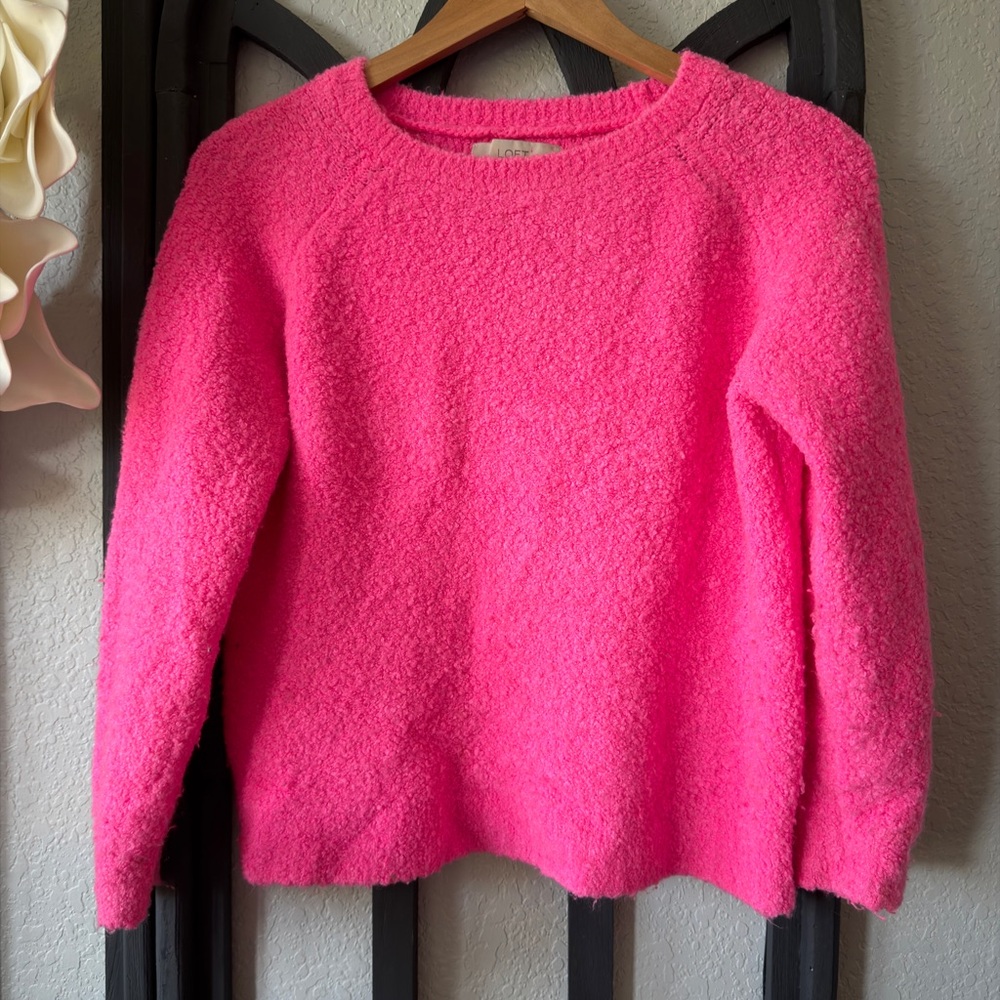 Loft- Vibrant Pink Crew Neck Sweater